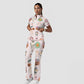 Women's Stand-Up Tie Zipper Halloween Printed Scrub Set ST9122