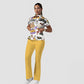 Women's Stand-Up Tie Zipper Halloween Printed Scrub Set ST9123