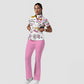 Women's Stand-Up Tie Zipper Halloween Printed Scrub Set ST9124