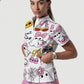 Women's Stand-Up Tie Zipper Halloween Printed Scrub Set ST9124