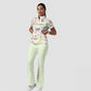 Women's Stand-Up Tie Zipper Halloween Printed Scrub Set ST9126