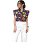 Women's Stand-Up Tie Zipper Halloween Printed Scrub Set SF91222