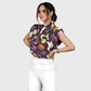 Women's Stand-Up Tie Zipper Halloween Printed Scrub Set SF91222