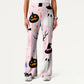 Women's Casual Shirt Collar Halloween Printed Scrub Set SJ9179