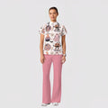 Women's Casual Shirt Collar Halloween Printed Scrub Set SJ91711