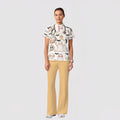Women's Casual Shirt Collar Halloween Printed Scrub Set SJ91712