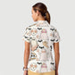 Women's Casual Shirt Collar Halloween Printed Scrub Set SJ91712