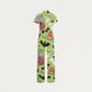 Women's Slim Fit Wide Leg Zip Neck Halloween Printed Scrub Jumpsuit SJ91742