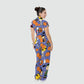 Women's Stand Collar Waist Tie Halloween Print Scrub Jumpsuit SJ91717