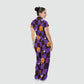 Women's Stand Collar Waist Tie Halloween Print Scrub Jumpsuit SJ91718