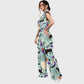 Women's Stand-Up Tie Zipper Halloween Printed Scrub Set SJ91727