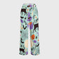 Women's Stand-Up Tie Zipper Halloween Printed Scrub Set SJ91727