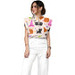 Women's Stand-Up Tie Zipper Halloween Printed Scrub Set SJ91730