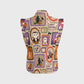 Women's Stand-Up Tie Zipper Halloween Printed Scrub Set SJ91735