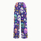 Women's Stand-Up Tie Zipper Halloween Printed Scrub Set SJ91736