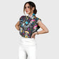 Women's Stand-Up Tie Zipper Halloween Printed Scrub Set SJ91737