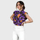 Women's Stand-Up Tie Zipper Halloween Printed Scrub Set SJ91738