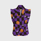 Women's Stand-Up Tie Zipper Halloween Printed Scrub Set SJ91738