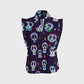 Women's Stand-Up Tie Zipper Halloween Printed Scrub Set SJ91745