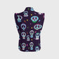 Women's Stand-Up Tie Zipper Halloween Printed Scrub Set SJ91745