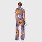 Women's Slim Fit Wide Leg Zip Neck Halloween Printed Scrub Jumpsuit SJ9253