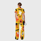 Women's Slim Fit Wide Leg Zip Neck Halloween Printed Scrub Jumpsuit SJ9254