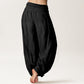 Pure Cotton Plain Black Women's Elastic Waist Harem Pants
