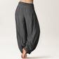 Solid Color DimGray Pure Cotton Women's Elastic Waist Harem Pants