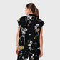 Women's Open Collar Halloween Printed Scrub Set SH9254