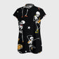 Women's Open Collar Halloween Printed Scrub Set SH9254