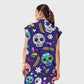 Women's Open Collar Halloween Printed Scrub Set SH925510