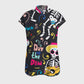 Women's Open Collar Halloween Printed Scrub Set SH92511