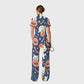 Women's Slim Fit Wide Leg Zip Neck Halloween Printed Scrub Jumpsuit SJ9258