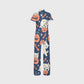 Women's Slim Fit Wide Leg Zip Neck Halloween Printed Scrub Jumpsuit SJ9258