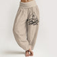 Blooming Lotus Om Symbol Pattern Women's Elastic Waist Harem Cotton Pants