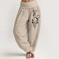 Lotus Flower Unalome Symbol Pattern Pure Cotton Women's Elastic Waist Harem Pants
