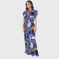 Women's Stand-Up Tie Zipper Halloween Printed Scrub Set SW9273