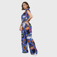 Women's Stand-Up Tie Zipper Halloween Printed Scrub Set SW9273