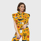 Women's Stand-Up Tie Zipper Halloween Printed Scrub Set SW9274