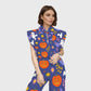 Women's Stand-Up Tie Zipper Halloween Printed Scrub Set SW9275
