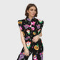 Women's Stand-Up Tie Zipper Halloween Printed Scrub Set SW9276