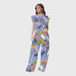 Women's Stand-Up Tie Zipper Halloween Printed Scrub Set SW9278