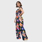 Women's Stand-Up Tie Zipper Halloween Printed Scrub Set SW9279