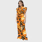 Women's Stand-Up Tie Zipper Halloween Printed Scrub Set SW92712
