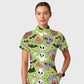 Women's Casual Shirt Collar Halloween Printed Scrub Set SJ9271