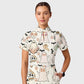 Women's Casual Shirt Collar Halloween Printed Scrub Set SJ9272