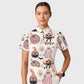 Women's Casual Shirt Collar Halloween Printed Scrub Set SJ9274