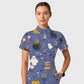 Women's Casual Shirt Collar Halloween Printed Scrub Set SJ9275