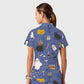 Women's Casual Shirt Collar Halloween Printed Scrub Set SJ9275