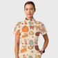 Women's Casual Shirt Collar Halloween Printed Scrub Set SJ9276